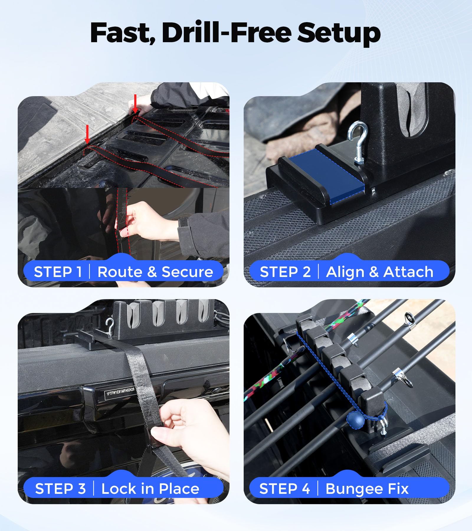 SPIRRELAB elastic cords minimize movement and tangling on rough roads.