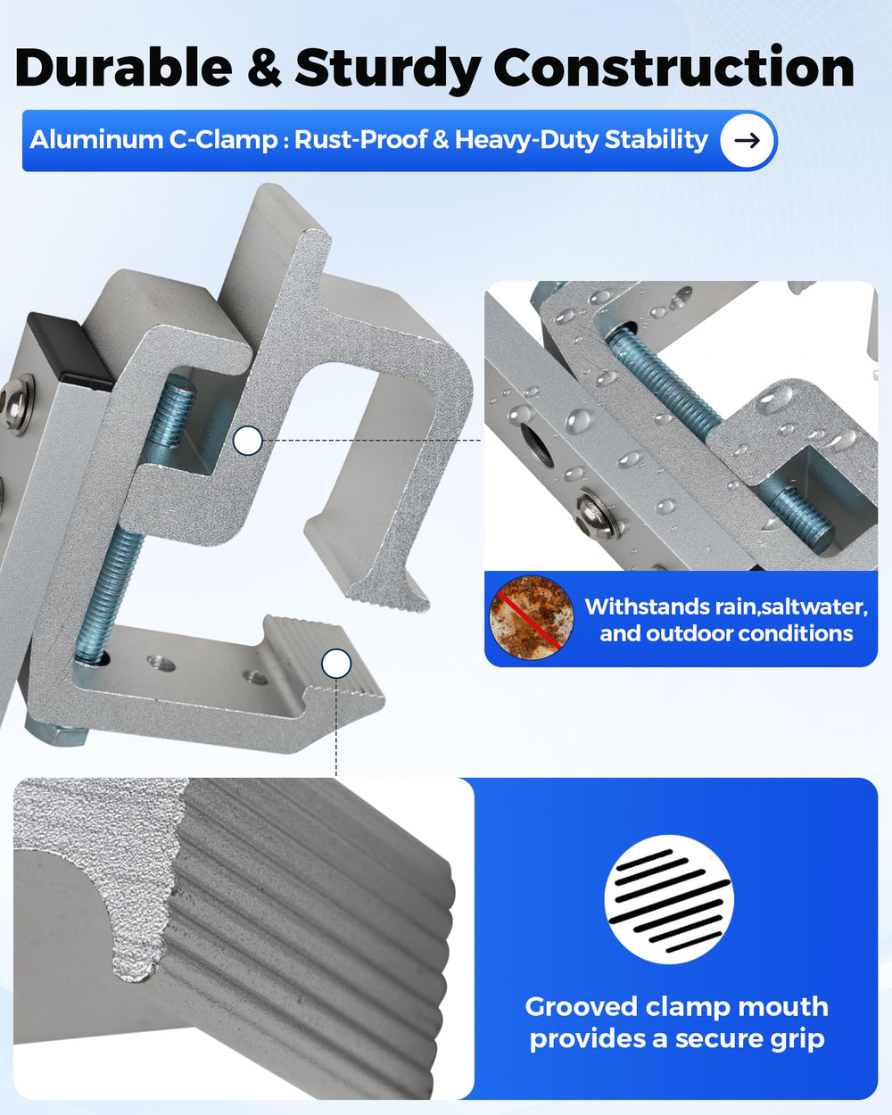 SPIRRELAB rust-resistant aluminum and ABS plastic stand up to weather.