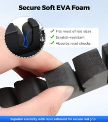 SPIRRELAB 2cm EVA foam slots protect rods from scratches during trips.