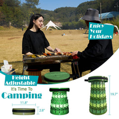 Spisces XXL collapsible stool extended height for comfortable seating at outdoor events.