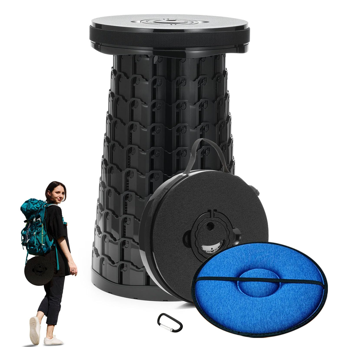Spisces XXL collapsible stool cushion extended seat for outdoor comfort