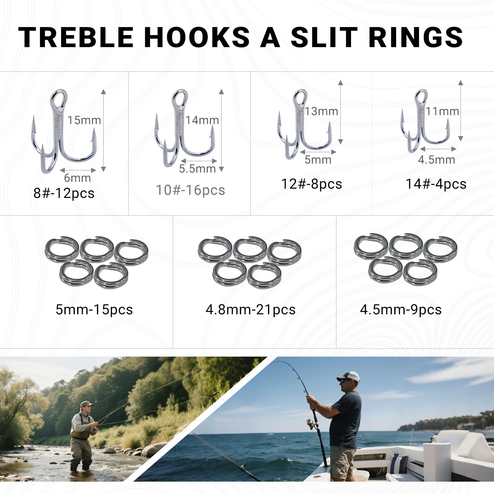 Split rings, hooks, and beads for lure construction
