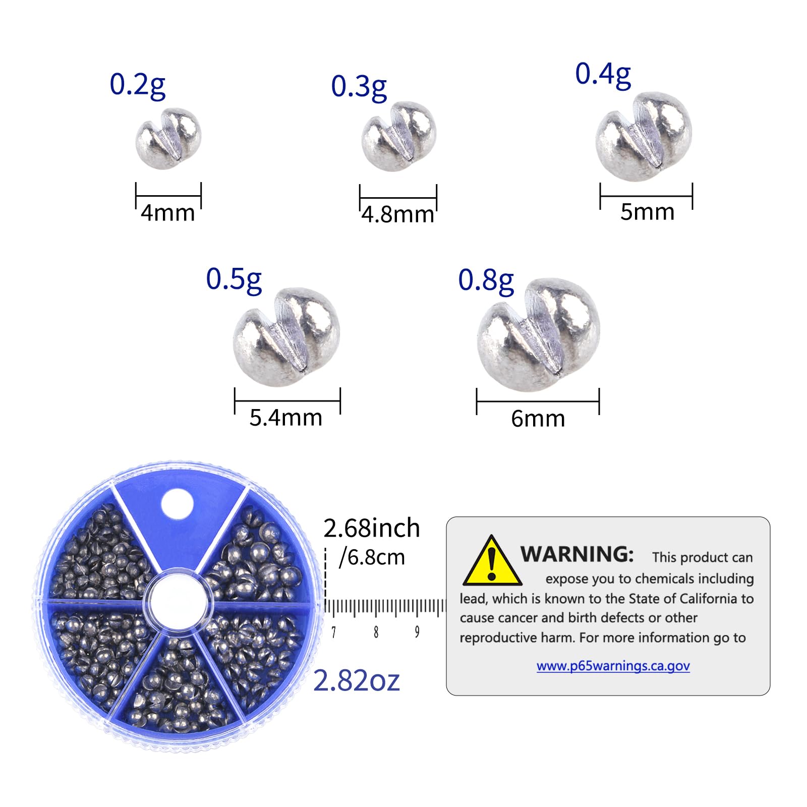 Removable split-shot weights attached to line for quick adjustments