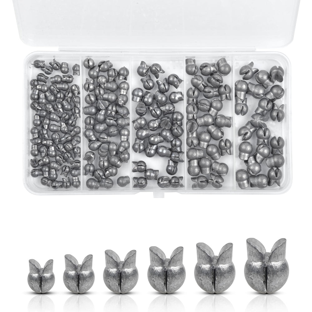 Split Shot Fishing Weights Sinkers 170pcs in reusable plastic box