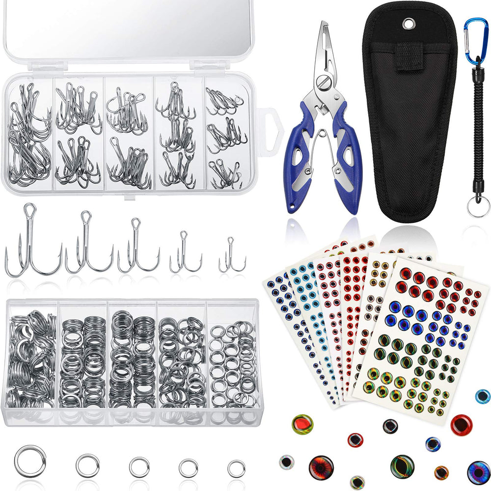 200 stainless steel split rings in assorted sizes stored in a plastic box