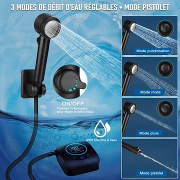 Spopal IPX8 protection safeguards the pump during wet outdoor use.