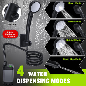 Spopal portable shower with four spray modes provides versatile water delivery.