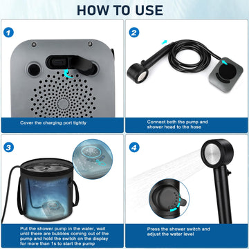 Spopal portable shower four spray modes for versatile water delivery