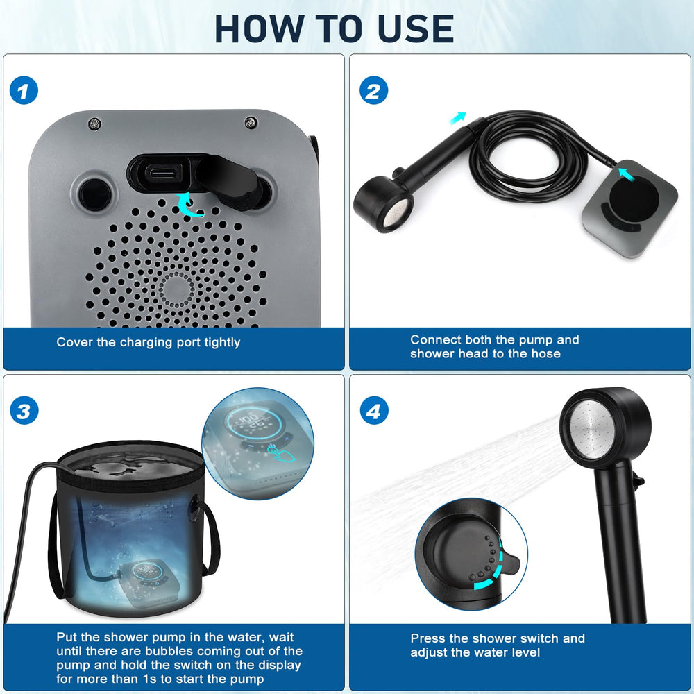 Spopal portable shower four spray modes for versatile water delivery