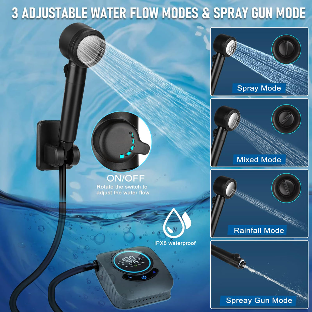 Spopal portable shower five-speed control offers customizable water flow