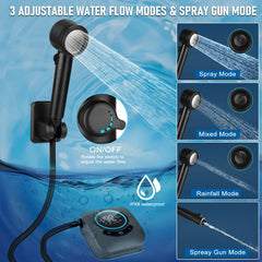 Spopal portable shower five-speed control offers customizable water flow