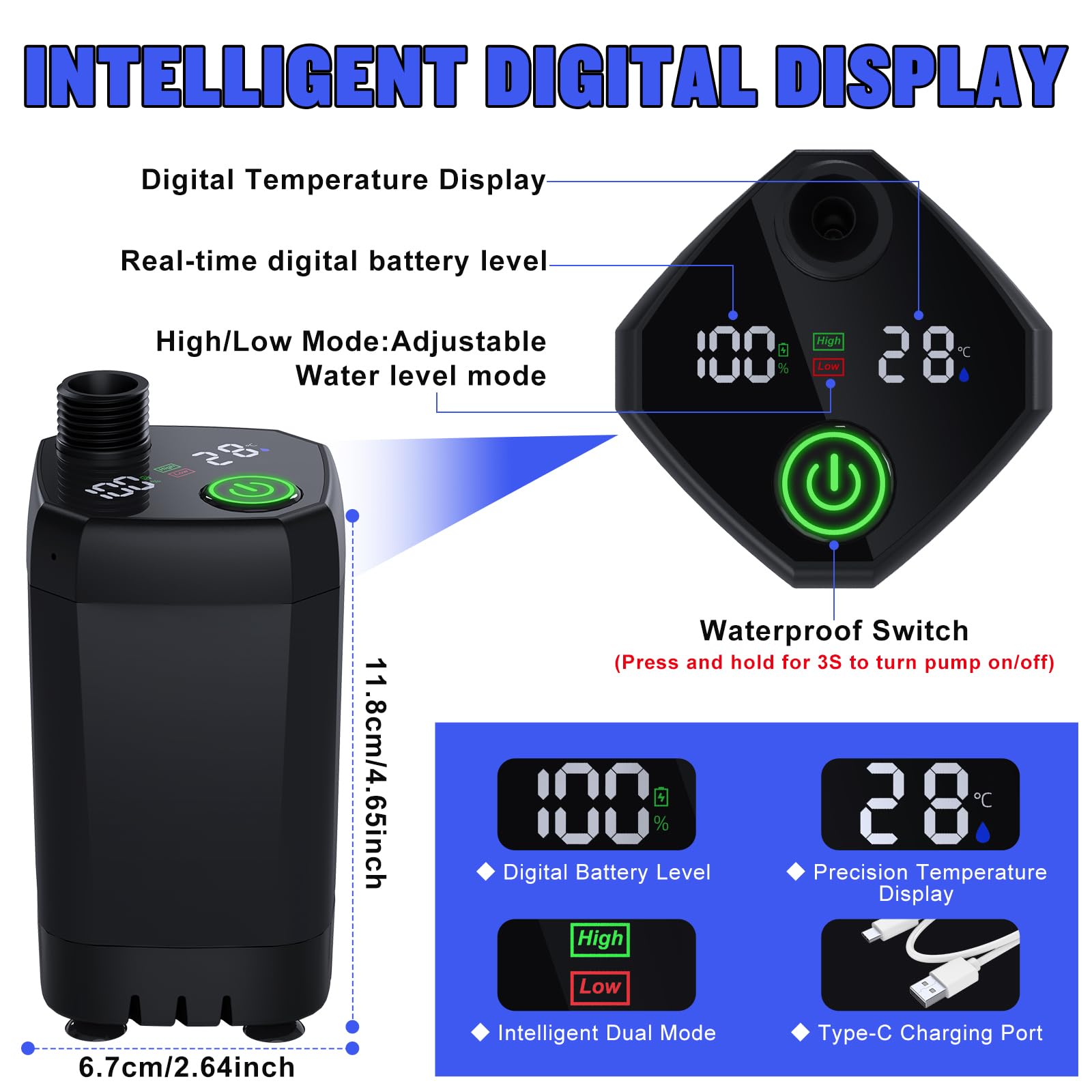 Spopal portable shower battery status indicates long lasting power for trips