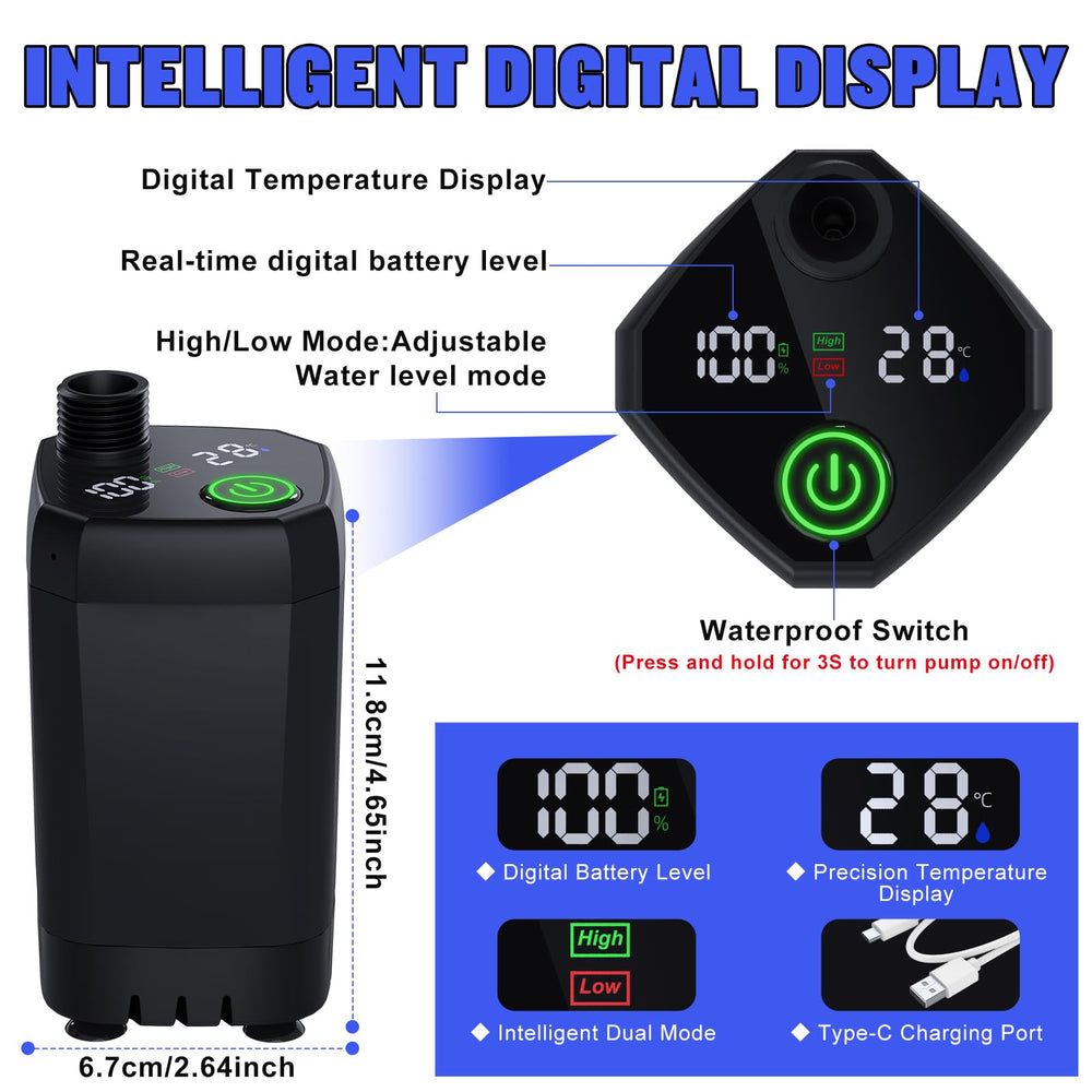 Spopal portable shower battery status indicates long lasting power for trips