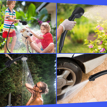 Spopal portable shower on beach scene for pet cleaning and car wash use