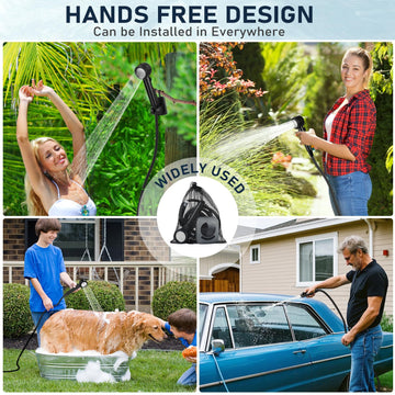 Spopal portable shower kit includes hose, hook, and organizer pouch