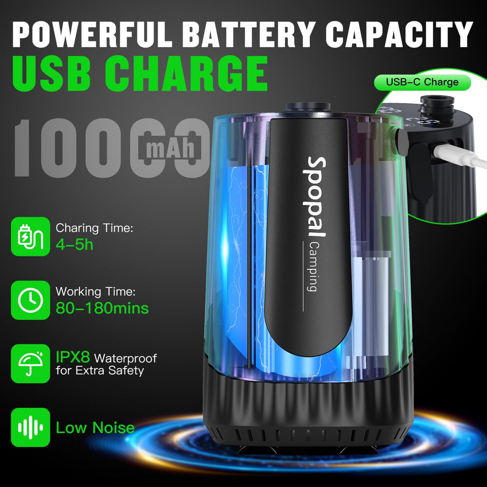 Spopal portable shower LED display highlights battery status and water temperature