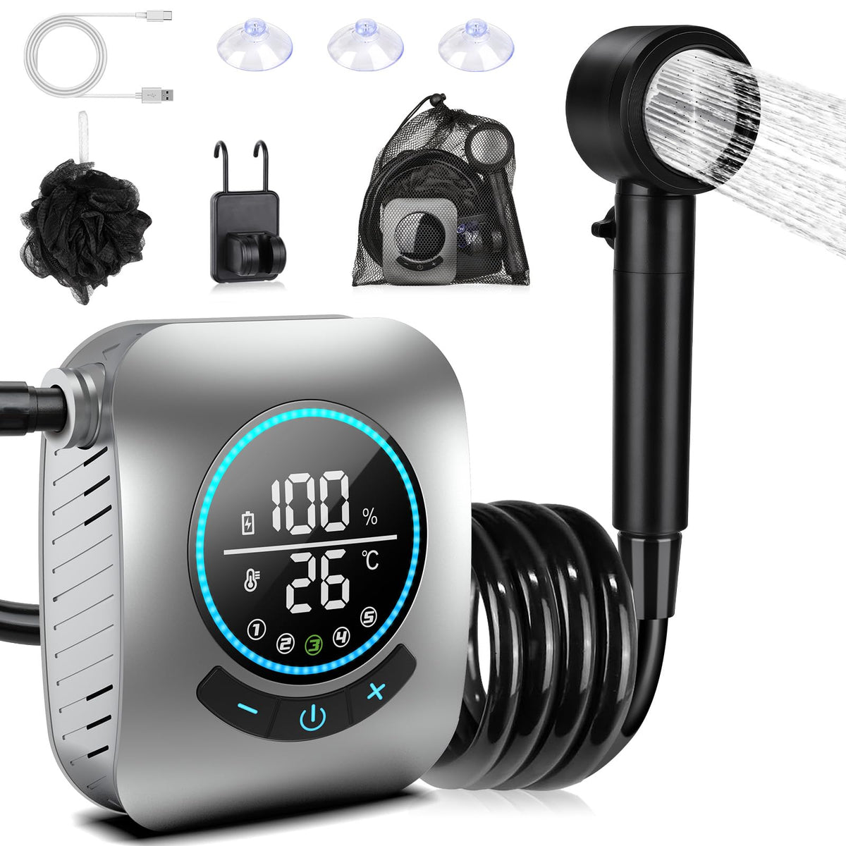 Spopal portable shower setup enables quick camping assembly for outdoor use