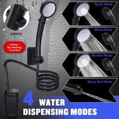 Spopal portable shower water output demonstrates adjustable spray for outdoor tasks