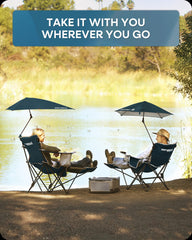 Sport-Brella reclining chair Midnight Blue detachable footrest adds leg support.