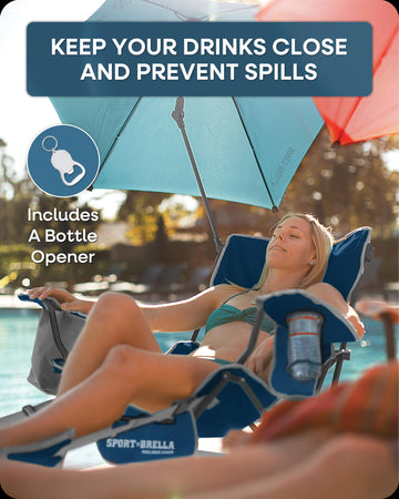 Sport-Brella insulated pocket keeps drinks cold on sunny days.