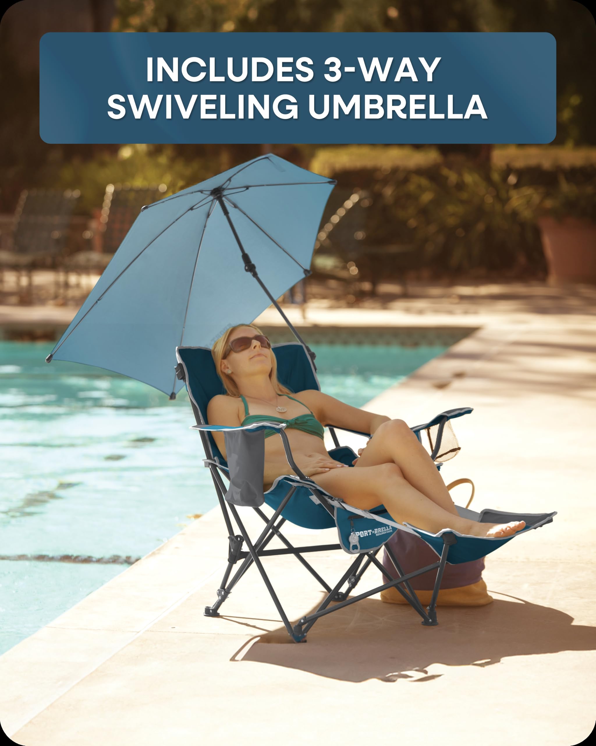 Sport-Brella zippered storage keeps essentials secure and within reach.