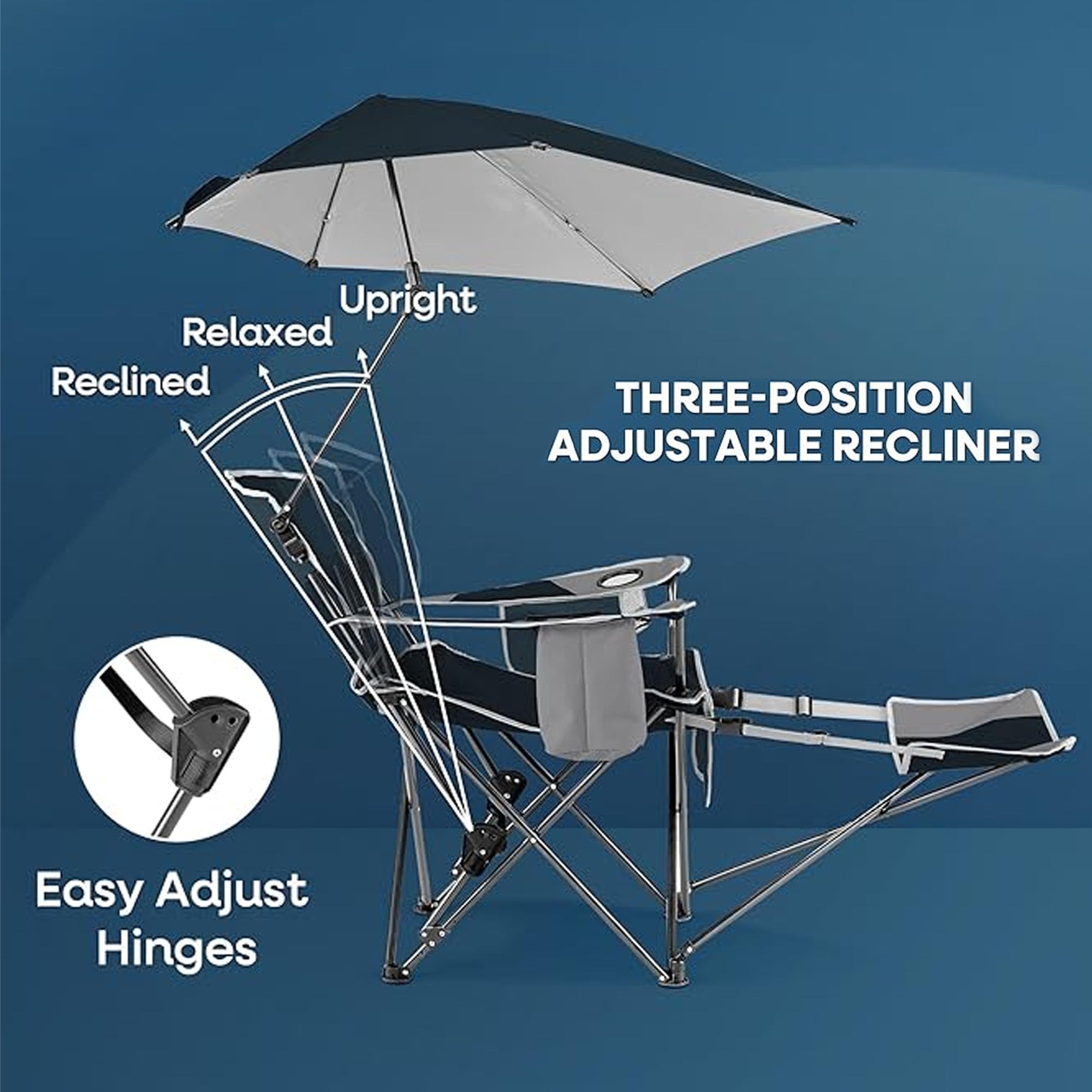 Sport-Brella SB Recliner Chair Midnight Blue carrying bag ready for trips.