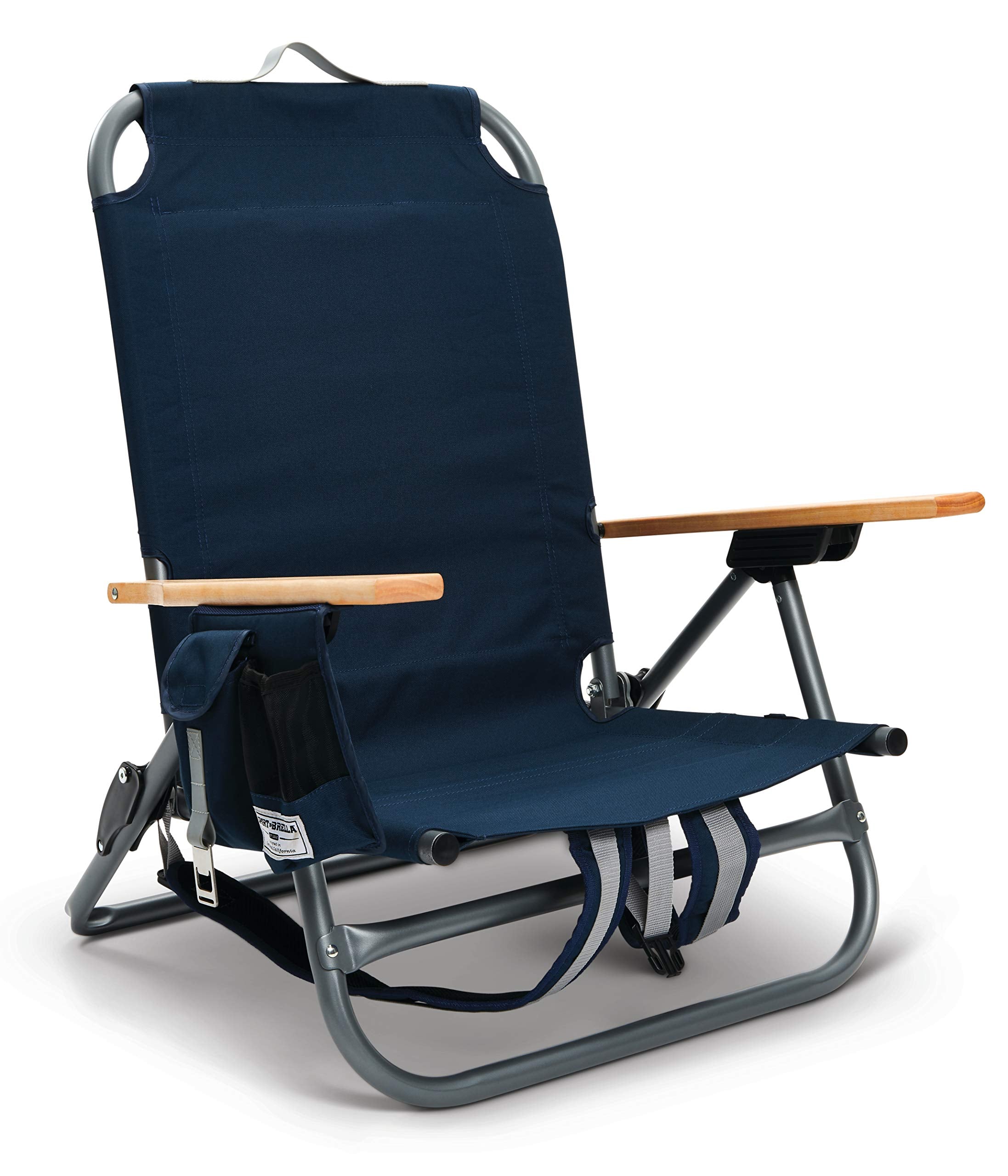 Sport-Brella SunSoul chair side view with cup holder for beverages.