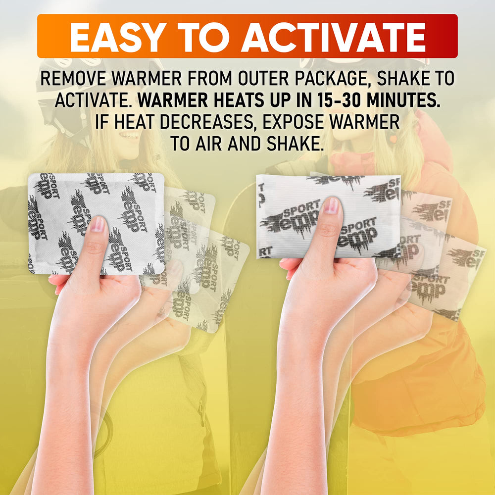 Sport Temp adhesive toe warmer being applied provides secure placement in shoes