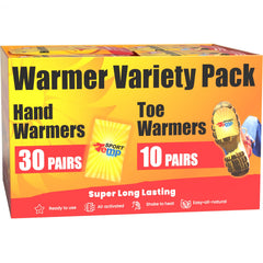 Sport Temp hand warmers variety-pack box showing packaging and long heat supply.