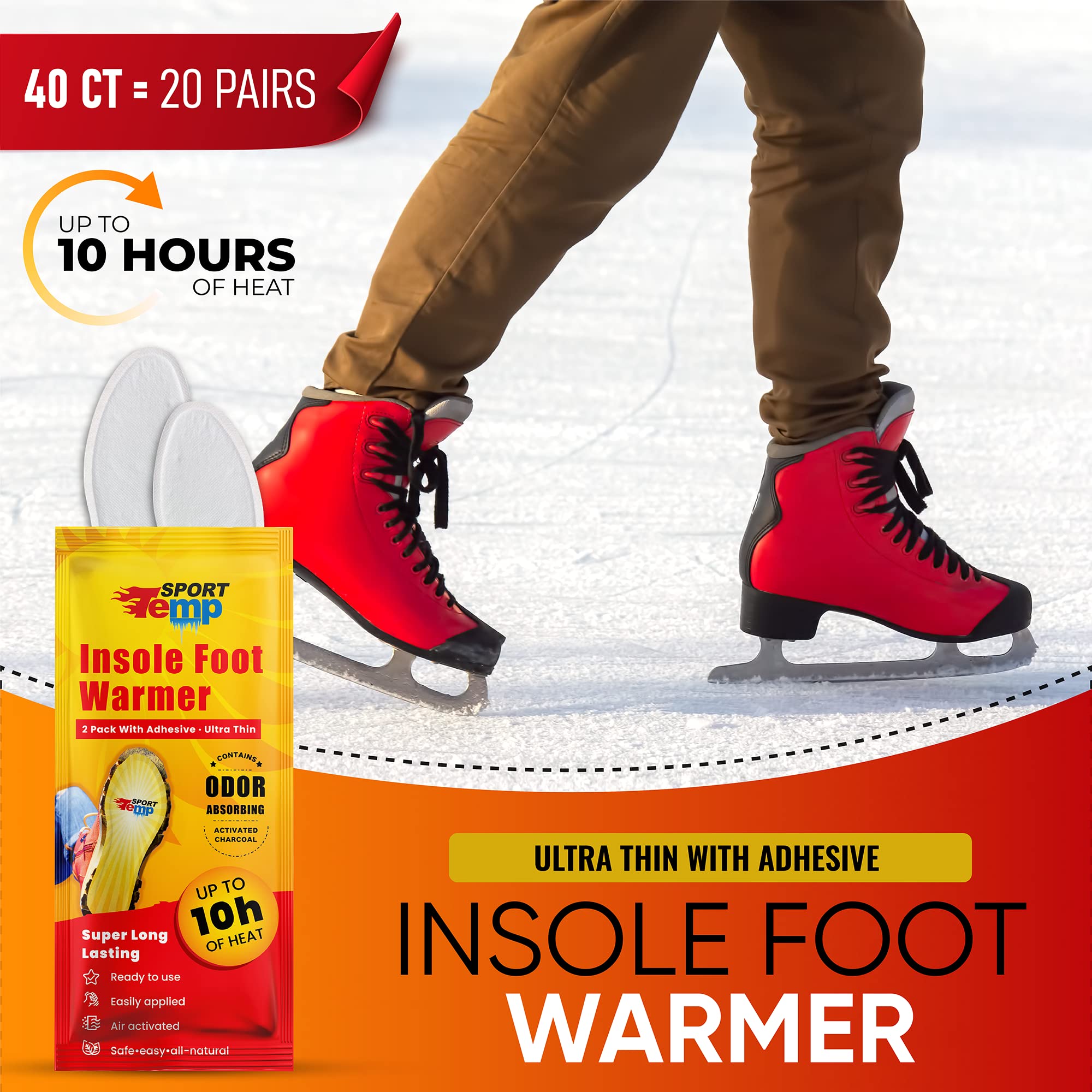 Sport Temp Insole Warmers heat-activation close-up shows warmth starting in minutes.