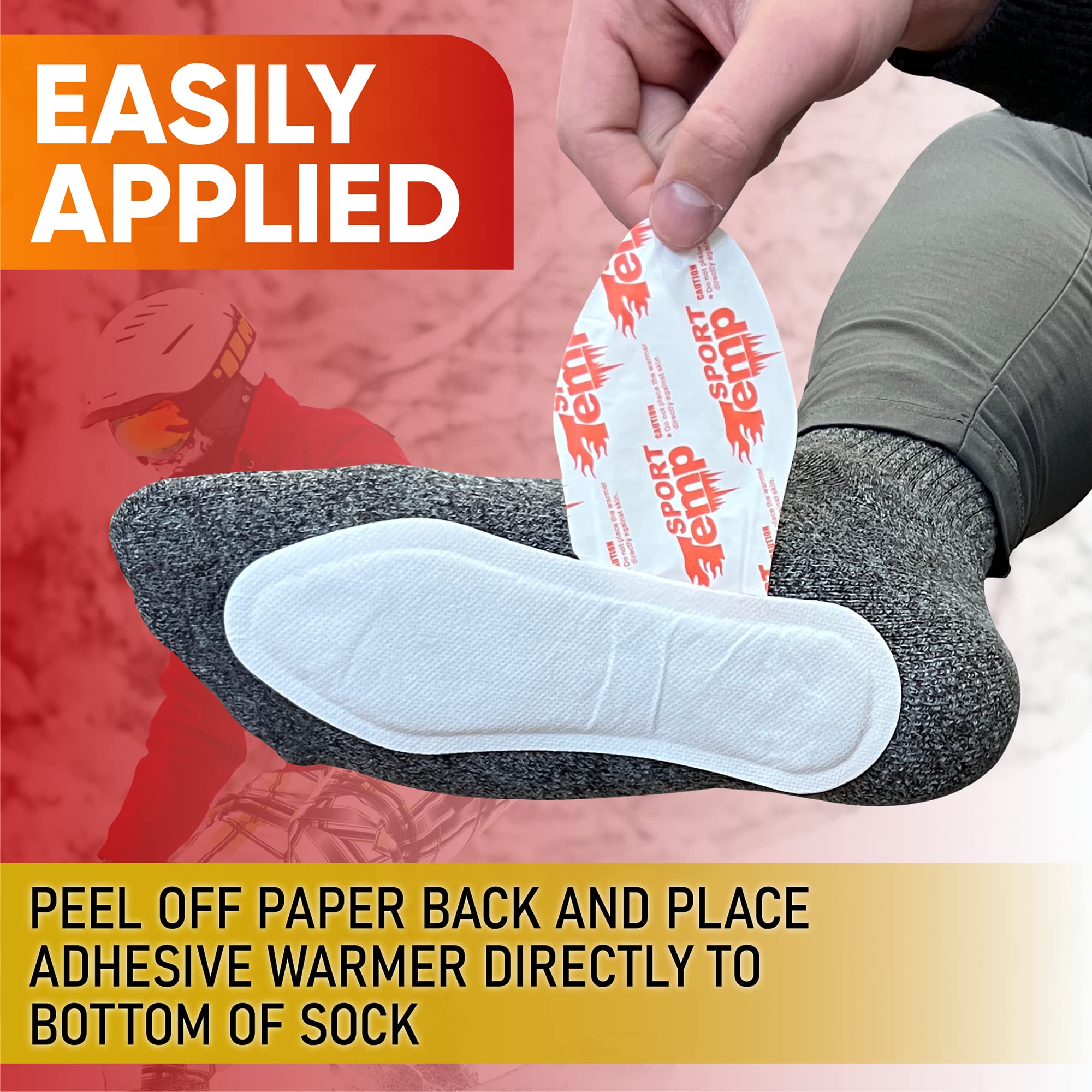 Sport Temp Insole Warmers odorless-heat close-up highlights odorless warmth.