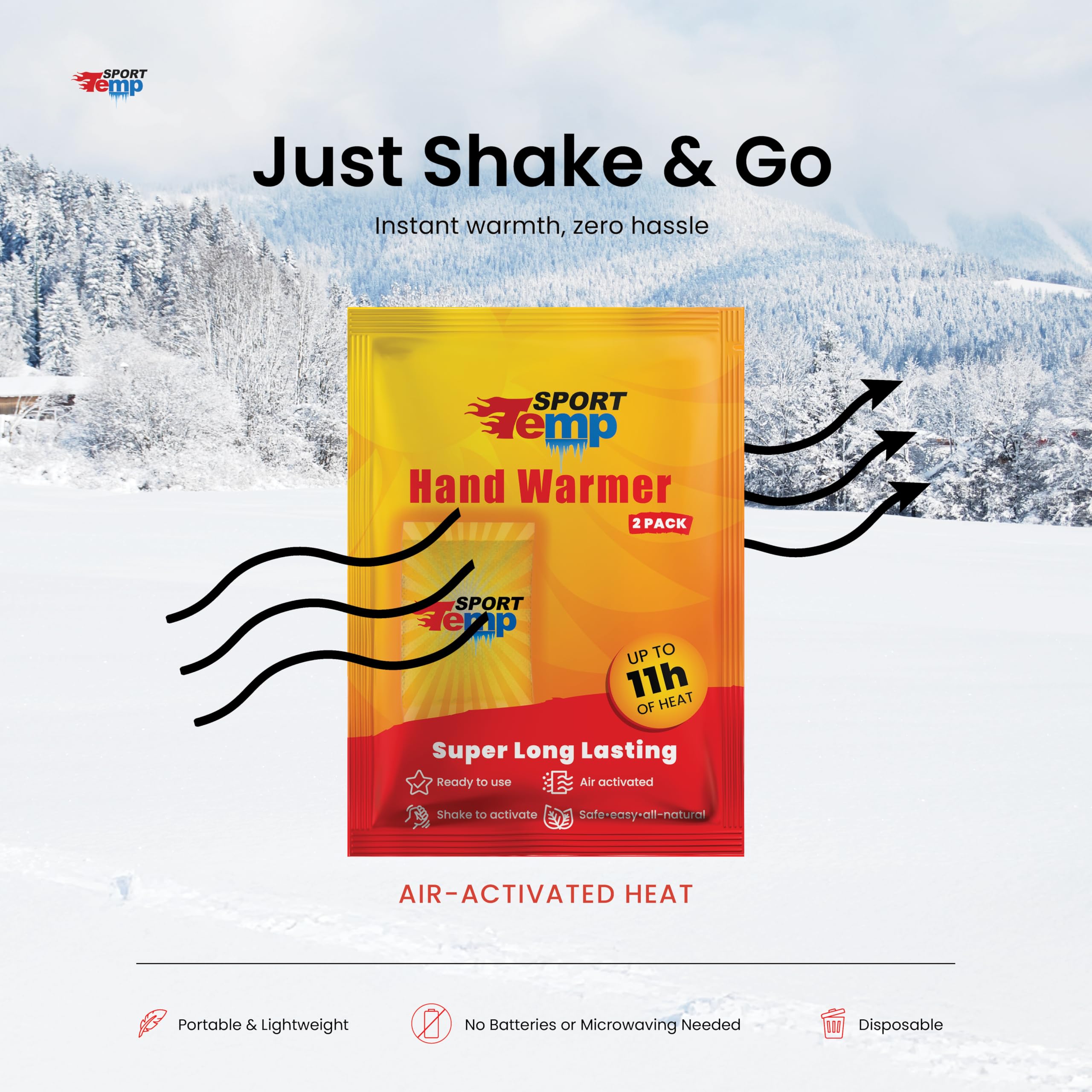 Sport Temp odorless warmers ideal for sports or outdoor activities