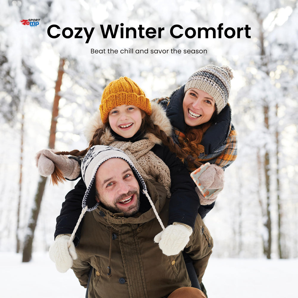 Sport Temp outdoor adventures warmth image showcases reliable heat during skiing or camping
