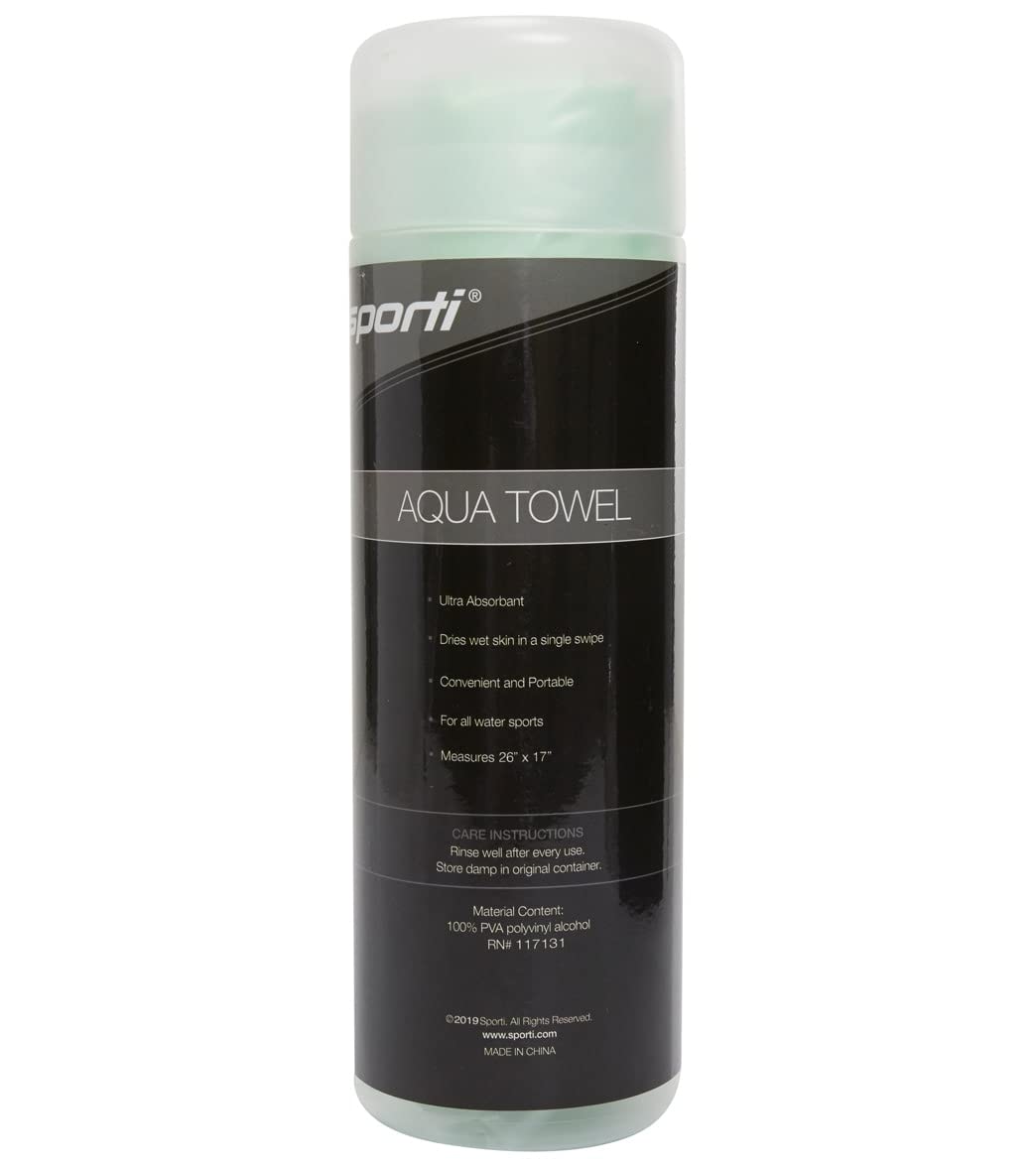 Sporti 26x17 large chamois towel in bright green dries quickly after swimming