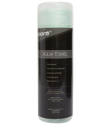 Sporti 26x17 large chamois towel in bright green dries quickly after swimming