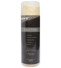 Sporti 26x17 chamois towel absorbs water quickly for post-swim drying.