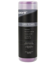 Sporti dark purple towel wrapped after swim for comfortable drying.