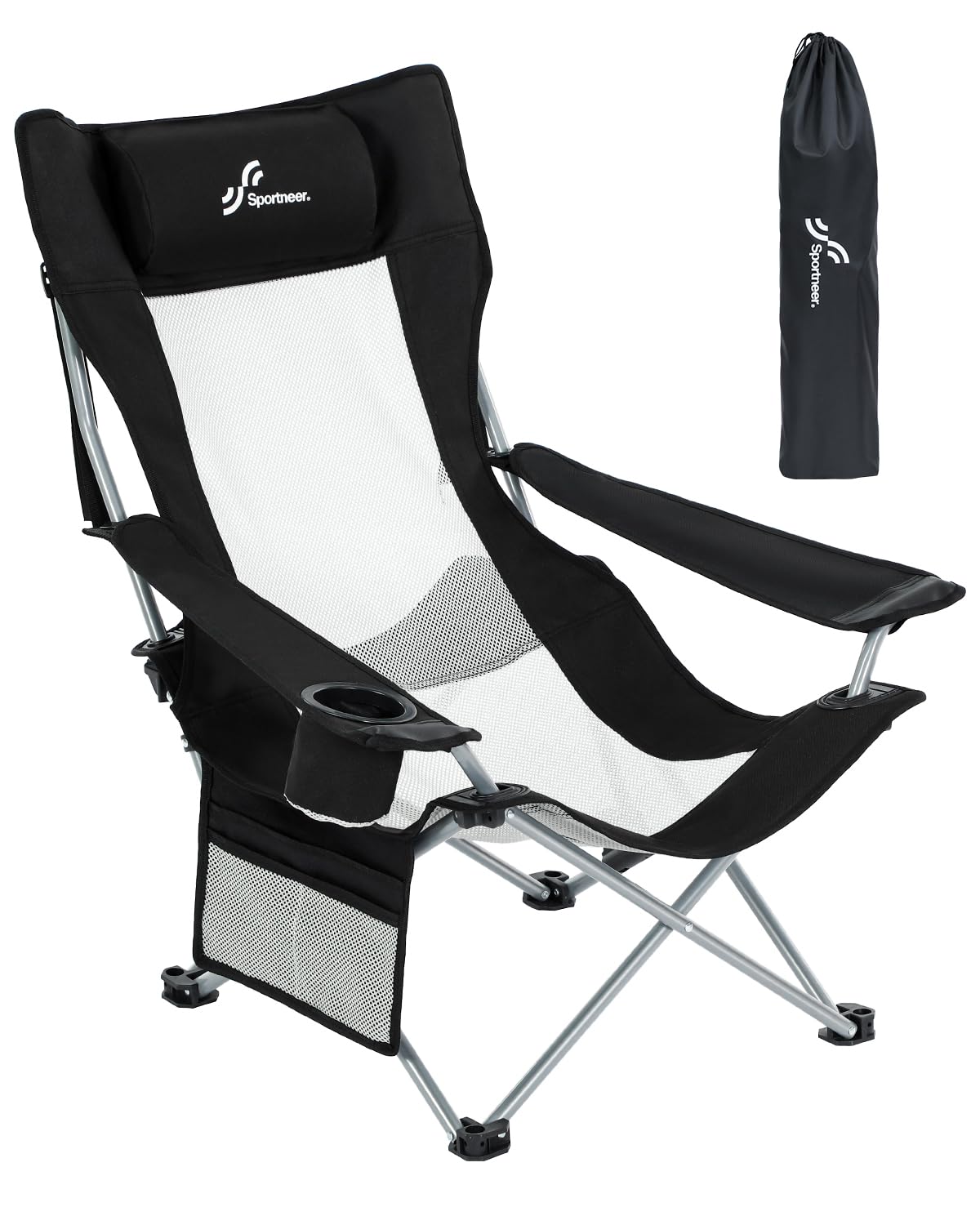 Sportneer Beach Chair with adjustable backrest for customizable comfort on sand.