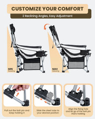 Sportneer Beach Chair side pocket stores sunscreen and phone essentials.