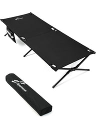 Sportneer camping cot shows spacious 78.3-inch sleeping area for adults, ideal for outdoor comfort.