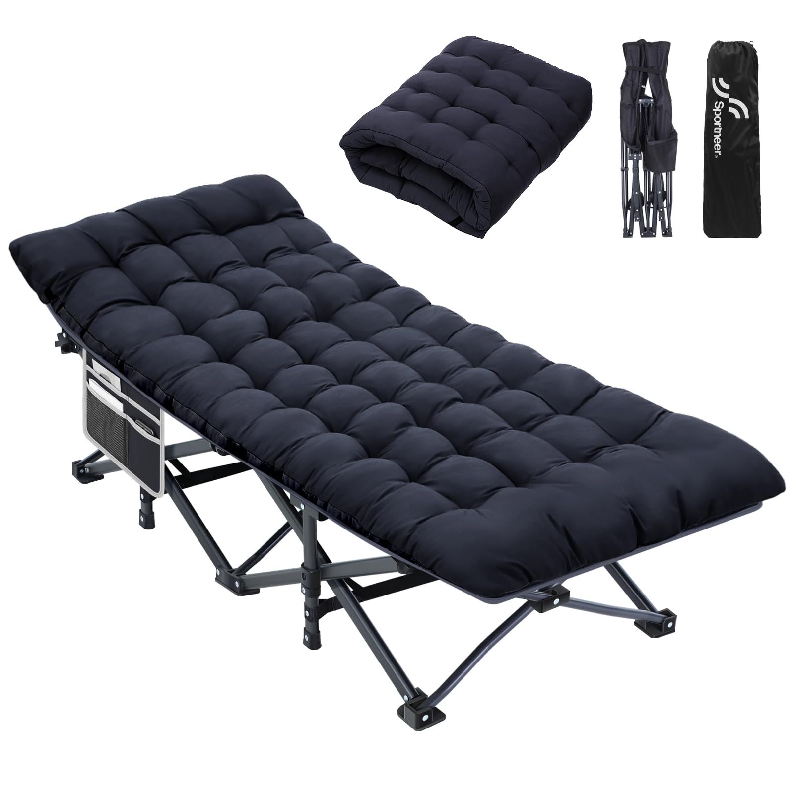Sportneer camping cot adults mattress-setup for comfortable travel sleep