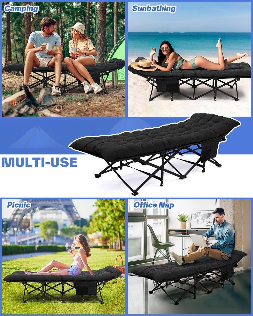 Sportneer camping cot indoor-outdoor-use adapts to locations