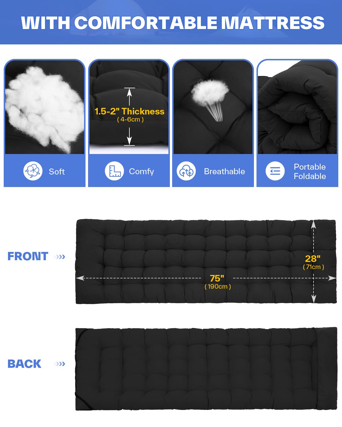Sportneer camping cot oxford-fabric highlights durable surface