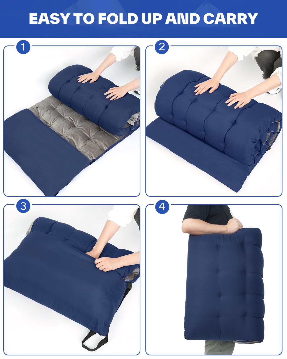 Sportneer cot mattress pad cotton-core filling for stable, long-lasting comfort.
