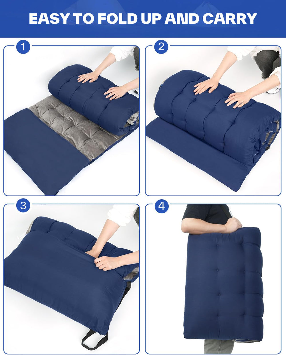 Sportneer cot mattress pad cotton-core filling for stable, long-lasting comfort.