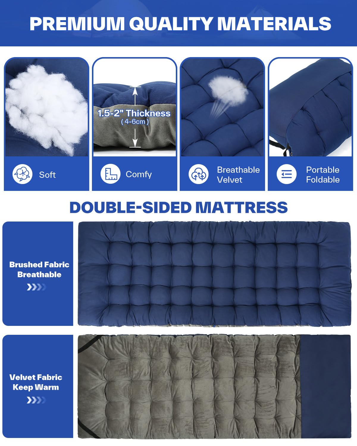 Sportneer cot mattress pad velvet warm side adds extra warmth on cold nights.