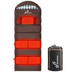 Sportneer heated sleeping bag with 5 zones delivers core warmth for cold nights.