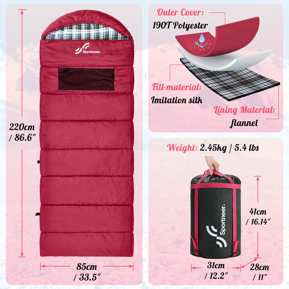 Sportneer heated sleeping bag shows USB heating controls with three levels