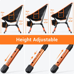 Sportneer orange camping chair folded compact for easy transport and storage.