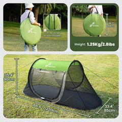 Sportneer pop-up mosquito net tent attached to a camping cot for secure camping nights.